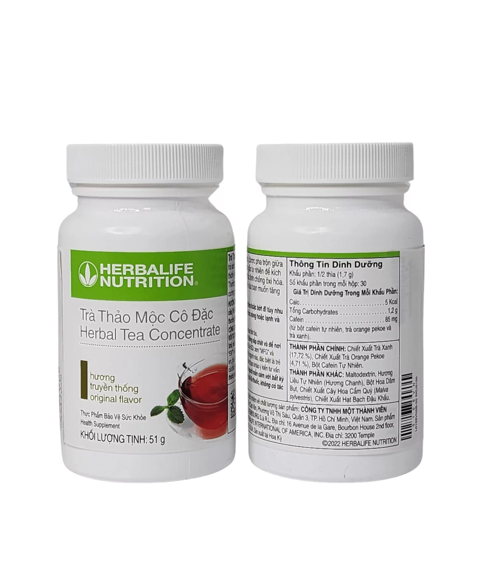 Trà thảo mộc cô đặc chính hãng Herbalife có bao bì in thông tin tiếng Việt rõ nét
