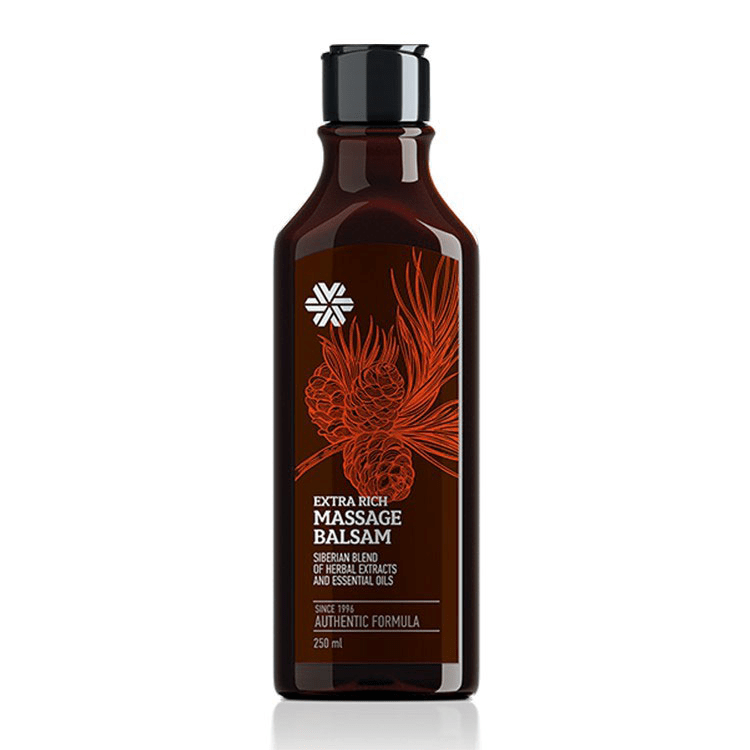 Sản phẩm dầu Balsam chính hãng Siberian Wellness có logo hình bông tuyết được in ấn sắc nét, rõ ràng