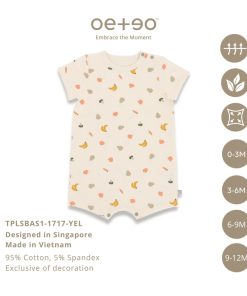 1 Bộ Bodysuit Liền Quần Tplsbas1-1717 Bé Trai Bé Gái 3 Màu 0 – 12 Tháng Vải 95% Cotton – 5% Spandex 3.5 – 12.5kg – Oeteo