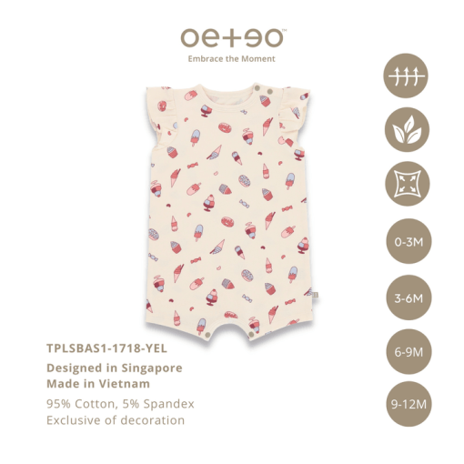 1 Bộ Bodysuit Liền Quần Cánh Tiên Tplsbas1-1718 Bé Gái 3 Màu 0 – 12 Tháng Vải 95% Cotton – 5% Spandex 3.5 – 11kg Oeteo