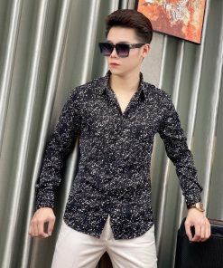 áo Sơ Mi Lụa Nam Tuto5 Menswear Smt06 – Dài Tay Hoạt Tiết Chấm Bi Slim Fit Shirt Cotton 100% Chống Nhăn , Lịch Lãm-tuto5