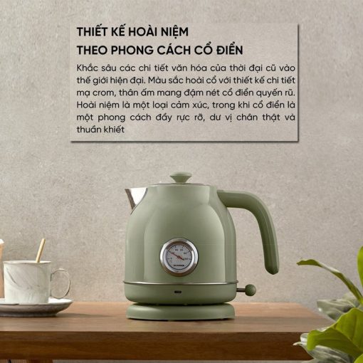 ấm đun Nước Siêu Tốc Xiaomi Ocooker Qs-1701 1.7l – Màu Xanh – Chính Hãng – Kiểu Dáng Cổ điện, Có đồng Hồ đo Nhiệt