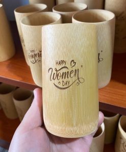 Cốc Tre Uống Nước – Ly Tre Decor Khắc Chữ Happy Women’s Day