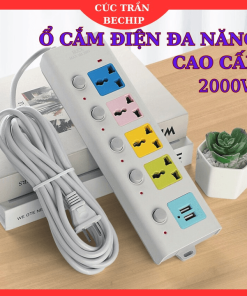 ổ Cắm điện Usb đa Năng Cao Cấp Chống Giật Dây Dài, 2 Cổng Cắm Usb, Có Chốt An Toàn Tiện Dụng Ctb681 – Bechip