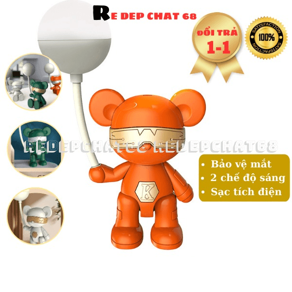 đèn Bàn Học đọc Sách Bảo Vệ Mắt, đèn đọc Sách Mini Hình Gấu Bearbrich 2 Cấp độ Sáng Sạc Pin Tích điện, đèn Led