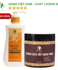 Bộ Dưỡng Trắng Hồng Da Toàn Thân Wonmon (kem Sữa Nghệ + Scrub Cafe Tẩy Tế Bào Chết)