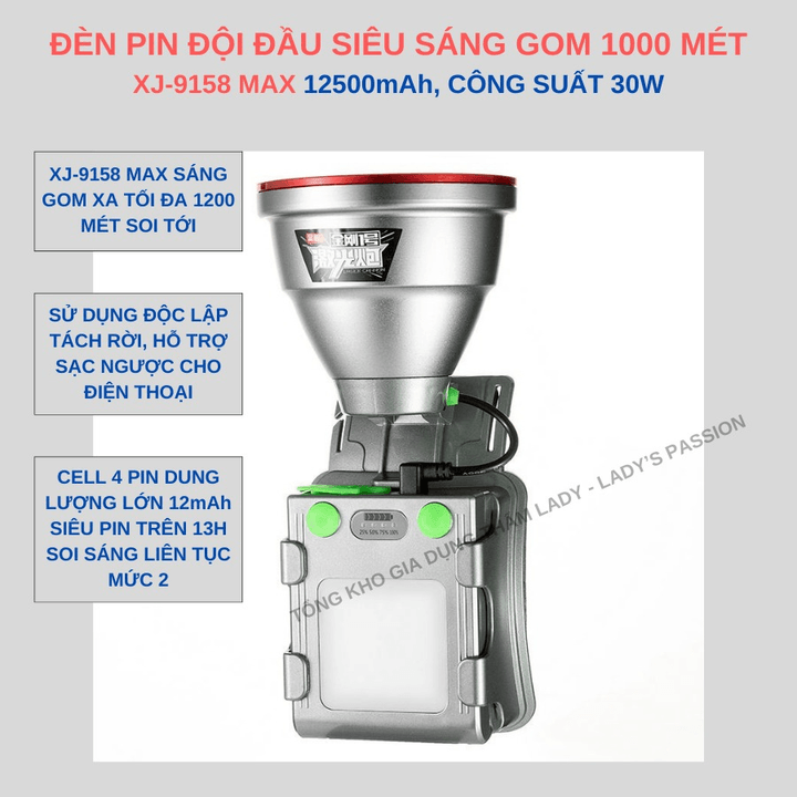 đèn Pin Siêu Sáng Xj-9158 Max Chiếu Xa 1000 Mét, Sáng 3 Màu Trắng Xanh Vàng, Pin Siêu Trâu Sạc Ngược Cho điện Thoại Gd189 – Lady’s Passion