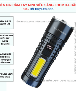 đèn Pin Cầm Tay S56 Chiếu Xa 500 Mét Có Zoom Xa Gần Chống Nước Sạc Ngược Cho điện Thoại Gd199 – Lady’s Passion