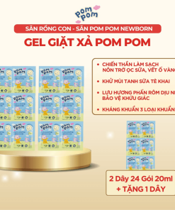 [combo 2 Dây] Gel Giặt Xả Newborn Dành Cho Bé Sơ Sinh (0 – 12 Tháng) 24 Gói 20ml – Pom Pom