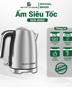 ấm Siêu Tốc Inox 304 1.7l Smartchoice Scg-k002 Bộ Chỉnh Nhiệt Strix Uk Chịu Nhiệt Tốt- Smartchoice