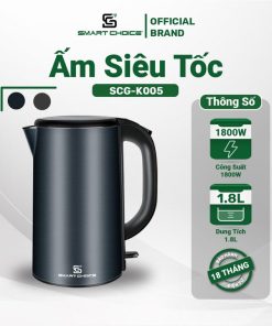 ấm Siêu Tốc điện Smartchoice Scg-k005 1.8l 1800w, 3 Lớp Cách Nhiệt, Sôi Nhanh-smartchoice