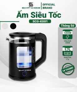 ấm Siêu Tốc đun Nước Thủy Tinh Chịu Nhiệt Tốt 1.7l Smartchoice Scg-k001