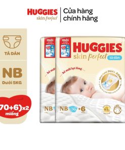 Combo 2 Tã/bỉm Dán Sơ Sinh Huggies Skin Perfect Miếng Với 2 Vùng Thấm Giảm Kích ứng Da Nb 70+6/s 54+6/s 80+2