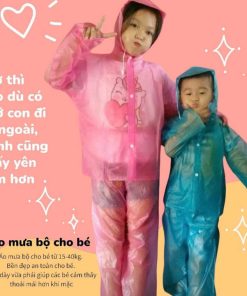 áo Mưa Bộ Bé 9-40kg. An Toàn Cho Bé. Gồm 1 áo + 1 Quần Như Hình. Giao Màu Ngẫu Nhiên