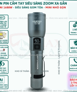 đèn Pin Cầm Tay Siêu Sáng Mini Lani 1688w Zoom Sáng Xa Gần Hiển Thị Phần Trăm Pin Pin Trâu Chống Nước Vỏ Nhôm Cao Cấp Gd232 – Lady’s Passion