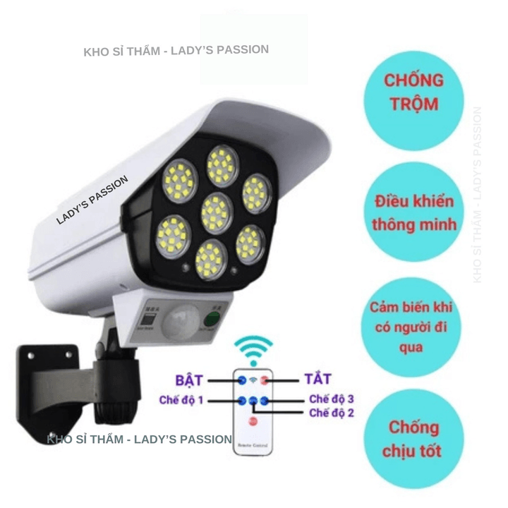 đèn Năng Lượng Mặt Trời Giả Camera Ngoài Trời Tự động Bật Tắt Chống Trộm, Chống Nước Ip67 Có điều Khiển Gd233 – Lady’s Passion