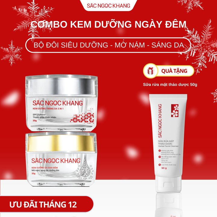 Combo Kem Dưỡng Da Ngày Và đêm – Mờ Nám & Dưỡng Trắng – Sắc Ngọc Khang