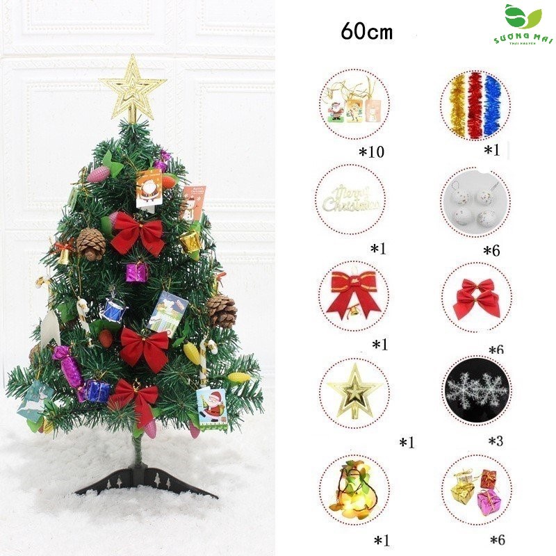 Cây Thông Noel đầy đủ Phụ Kiện 60 & 120cm – Sương Mai