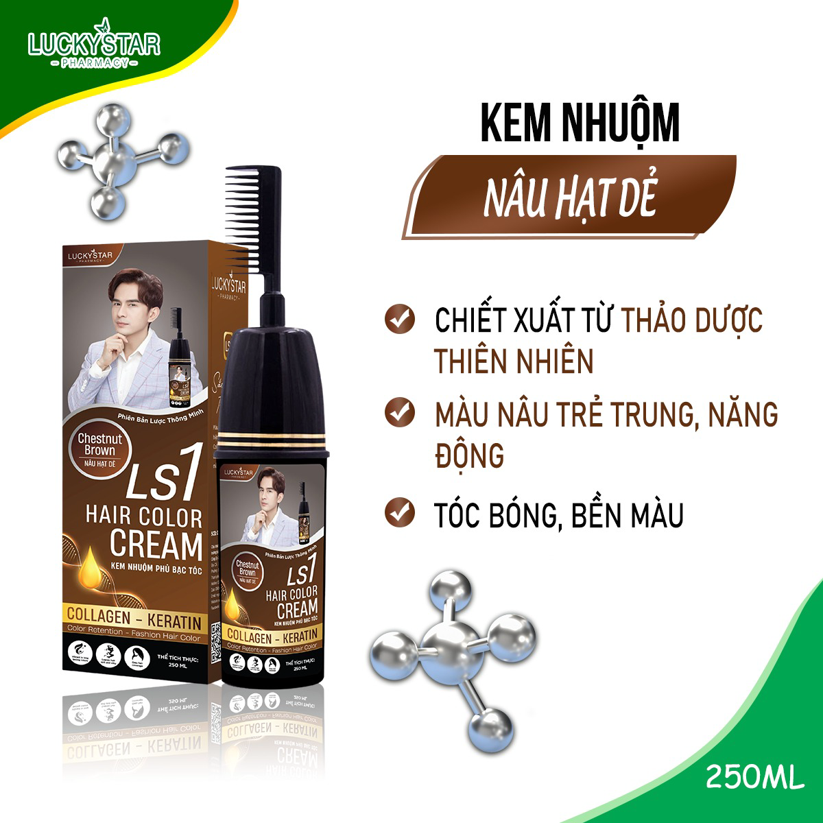 Kem Nhuộm Phủ Bạc Nâu Hạt Dẻ 250ml – Lucky Star