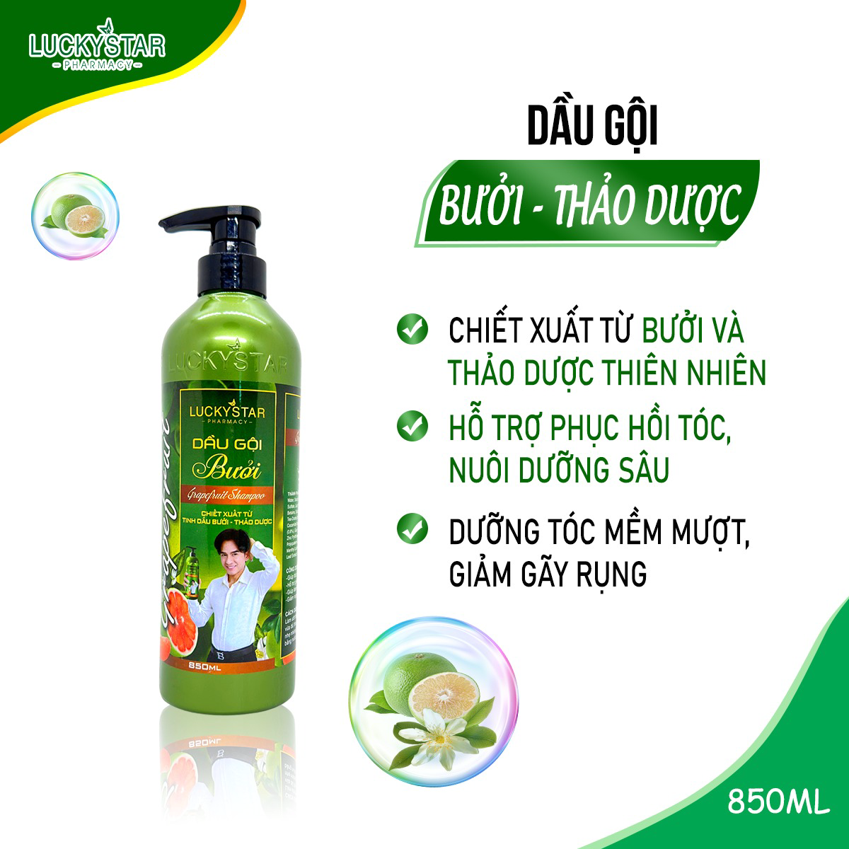 Dầu Gội Tinh Dầu Bưởi Cao Cấp 850ml – Lucky Star