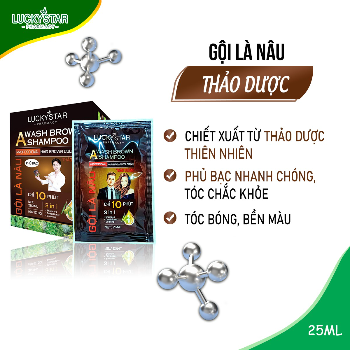 Gội Là Nâu Cao Cấp (hộp 10 Gói) – Lucky Star