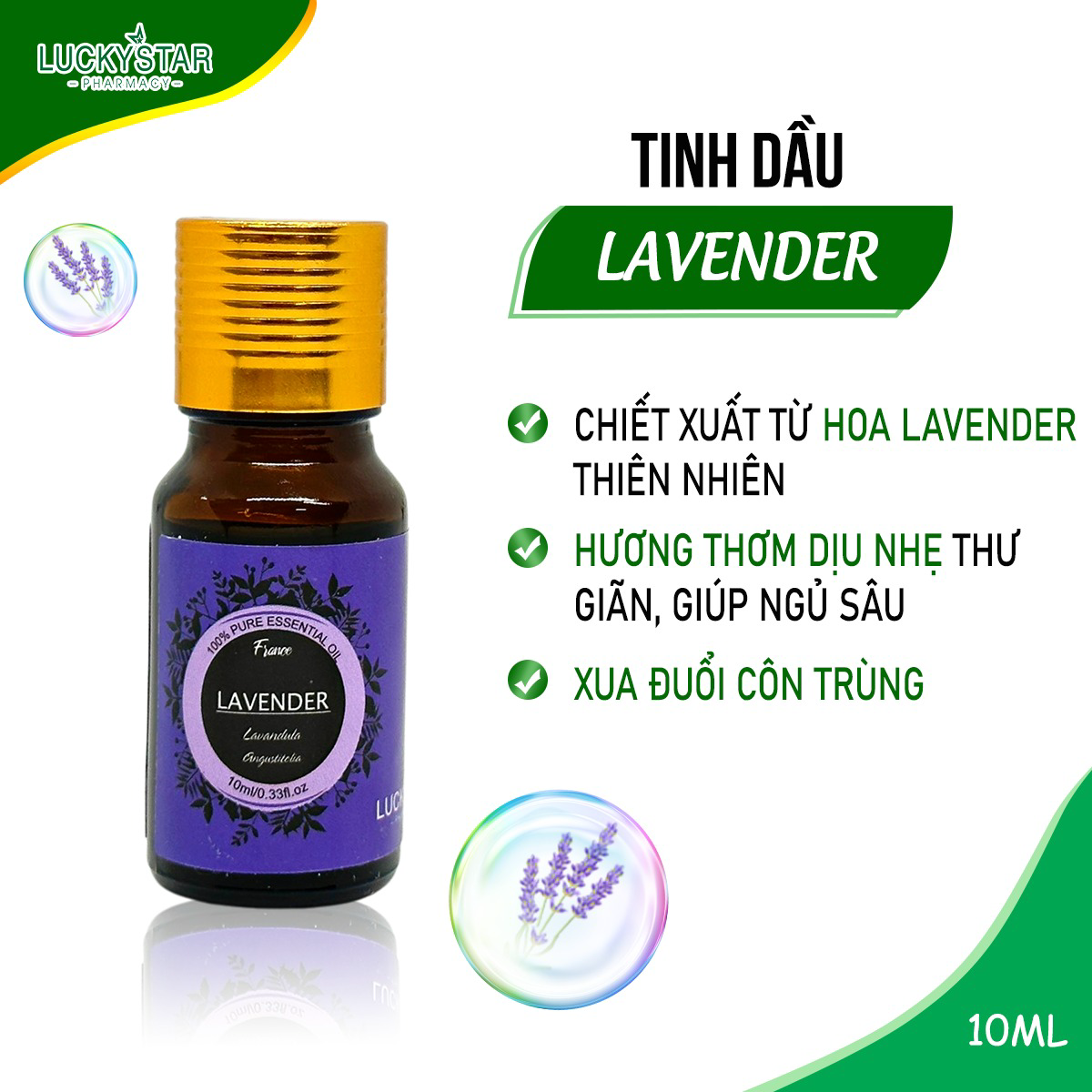 Tinh Dầu Oải Hương Lavender 10ml (tặng Túi Treo) – Lucky Star