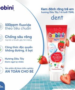 Kem đánh Răng Trẻ Em Hương Kem Dâu 1-6 Tuổi 75ml- Bobini