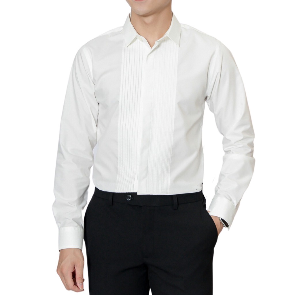 áo Sơ Mi Nam Trắng Xếp Ly Tuto5 Menswear Vr05 – Sơ Mi Công Sở Dài Tay Cotton Chống Nhăn Cao Cấp – Tuto5