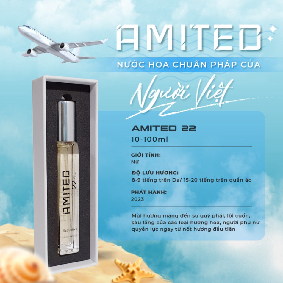 [10ml] Nước Hoa Amited 22 – Mùi Cam Ngọt Megamos, Trà đen , Vani Lưu Hương : 9-11 Tiếng Chuẩn Pháp