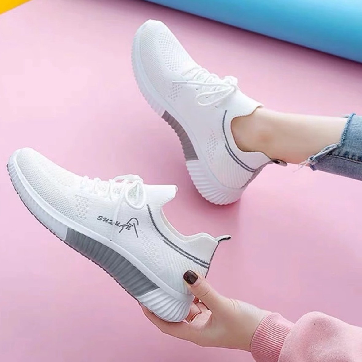 Giày Thể Thao Nữ Cổ Chun Lưới Thoáng Phiên Bản đế Mềm, Bền đẹp – Ha Anh