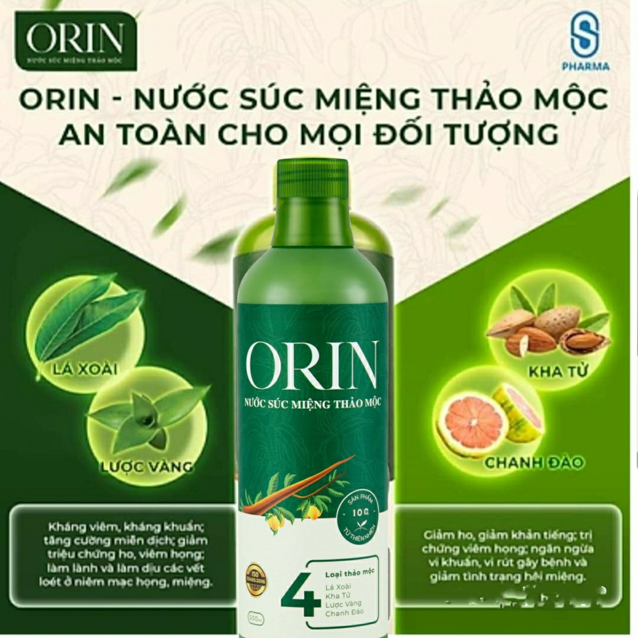 Nước Súc Miệng Thảo Mộc Orin 500ml ” Tặng 1 Chai Orin 100ml’