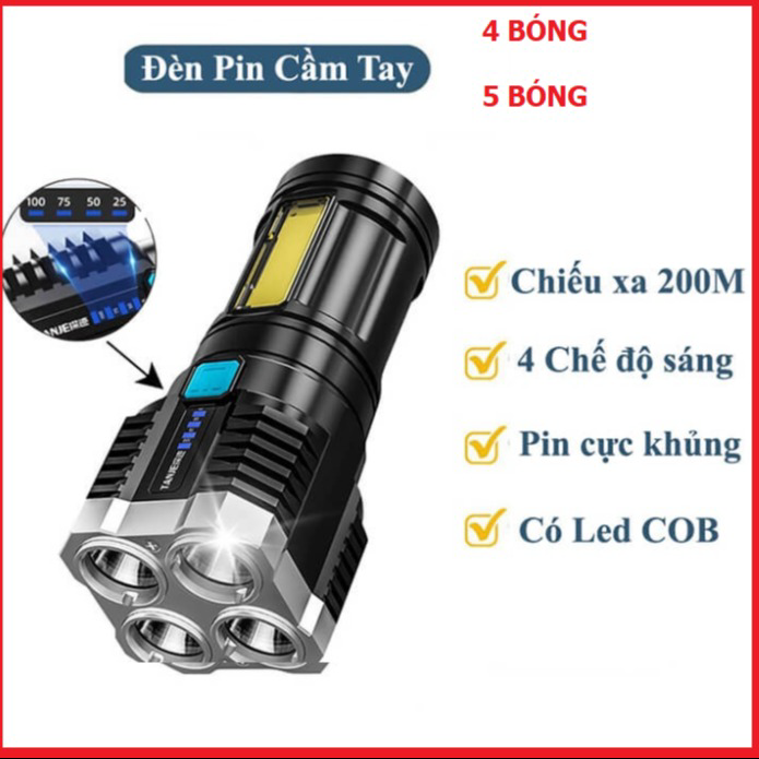 đèn Pin Cầm Tay 4 Bóng/ 5 Bóng Siêu Sáng Tiện ích Ctb411 – Bechip