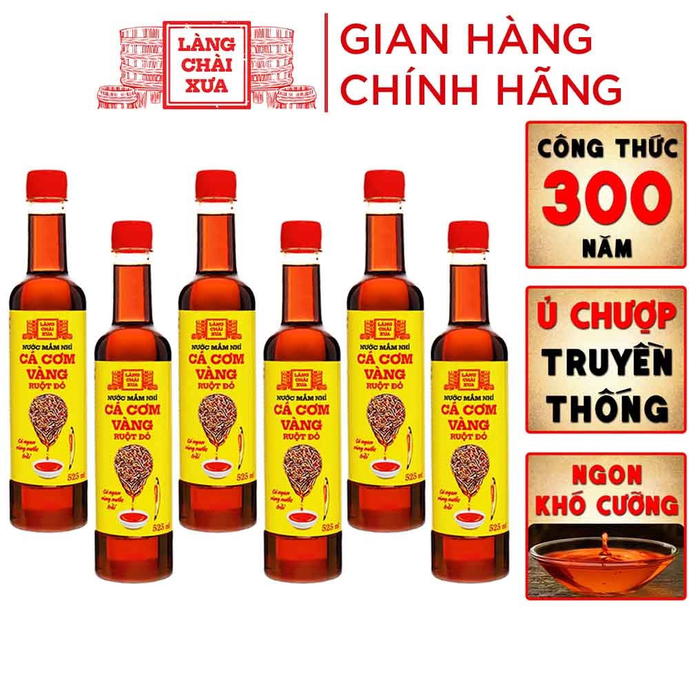 [thùng 6 Chai] Nước Mắm Nhỉ Cá Cơm Ruột đỏ 525ml – Làng Chài Xưa