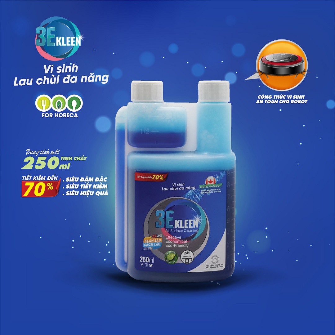 Bộ vi sinh lau chùi đa năng 3E Kleen (1 chai 500ml + 1 bình 250ml)