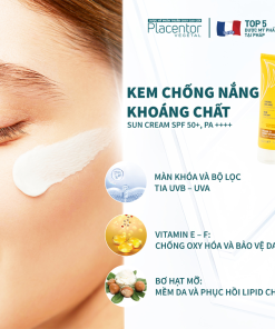 Kem chống nắng khoáng chất SPF 50 cho cả da nhạy cảm Placentor Sun Cream SPF50, UVA- UVB Face and Sensitive areas