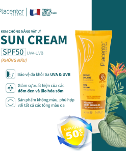 Kem chống nắng khoáng chất SPF 50 cho cả da nhạy cảm Placentor Sun Cream SPF50, UVA- UVB Face and Sensitive areas