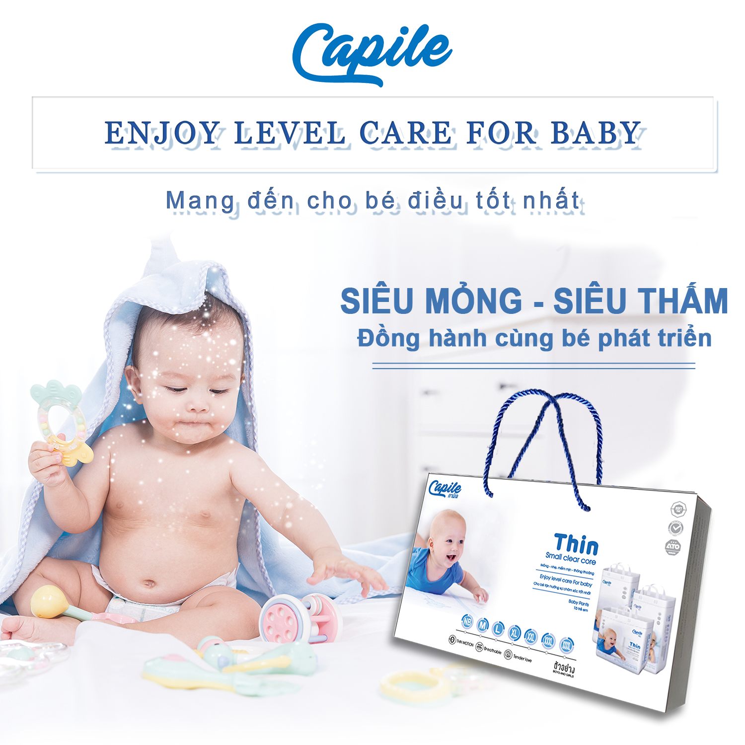 Mini Set Tã dán trẻ em Capile Size NB (Sơ sinh – 5kg)