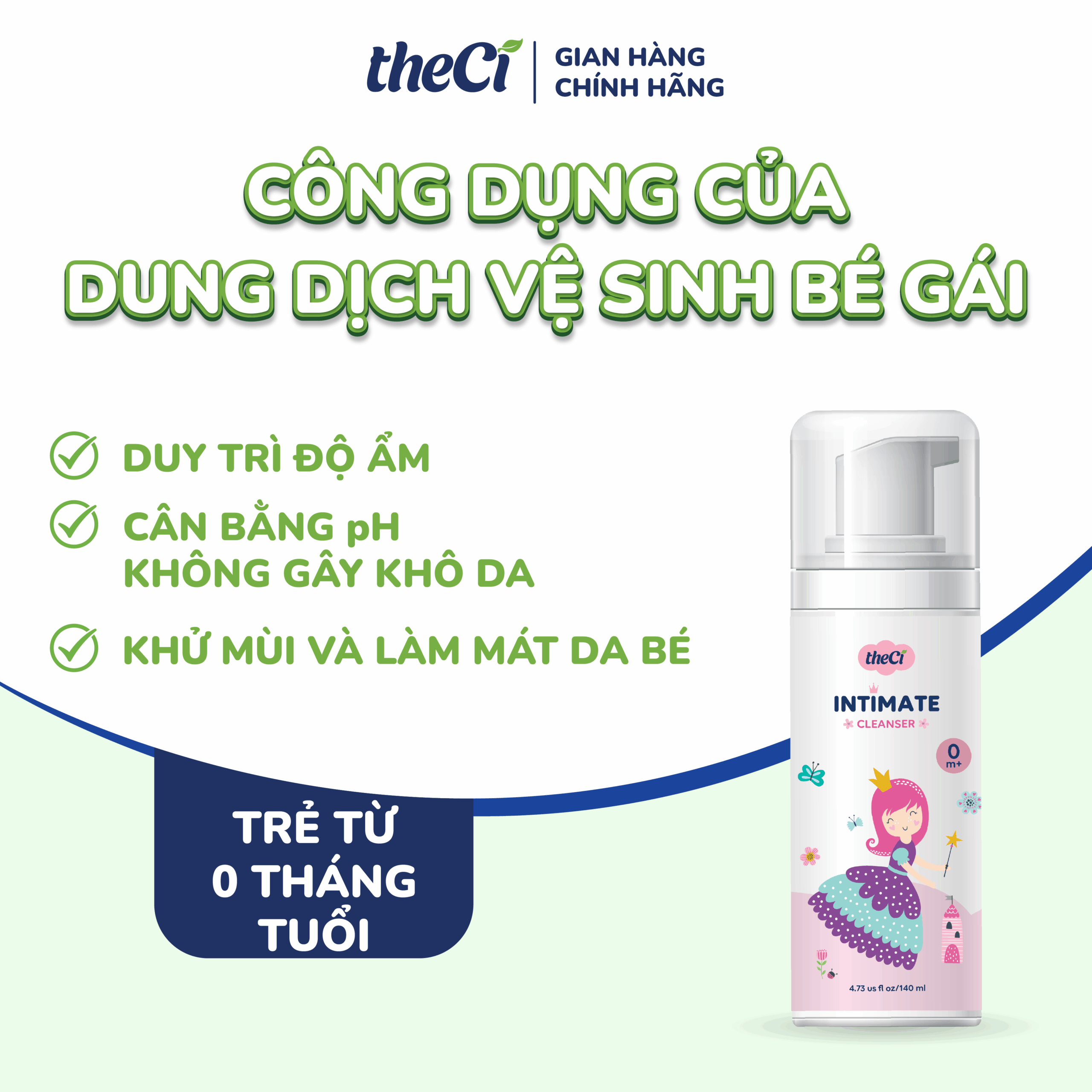 Dung dịch vệ sinh dành cho bé theCi 140ml 4 Dung dịch vệ sinh dành cho bé theCi 140ml