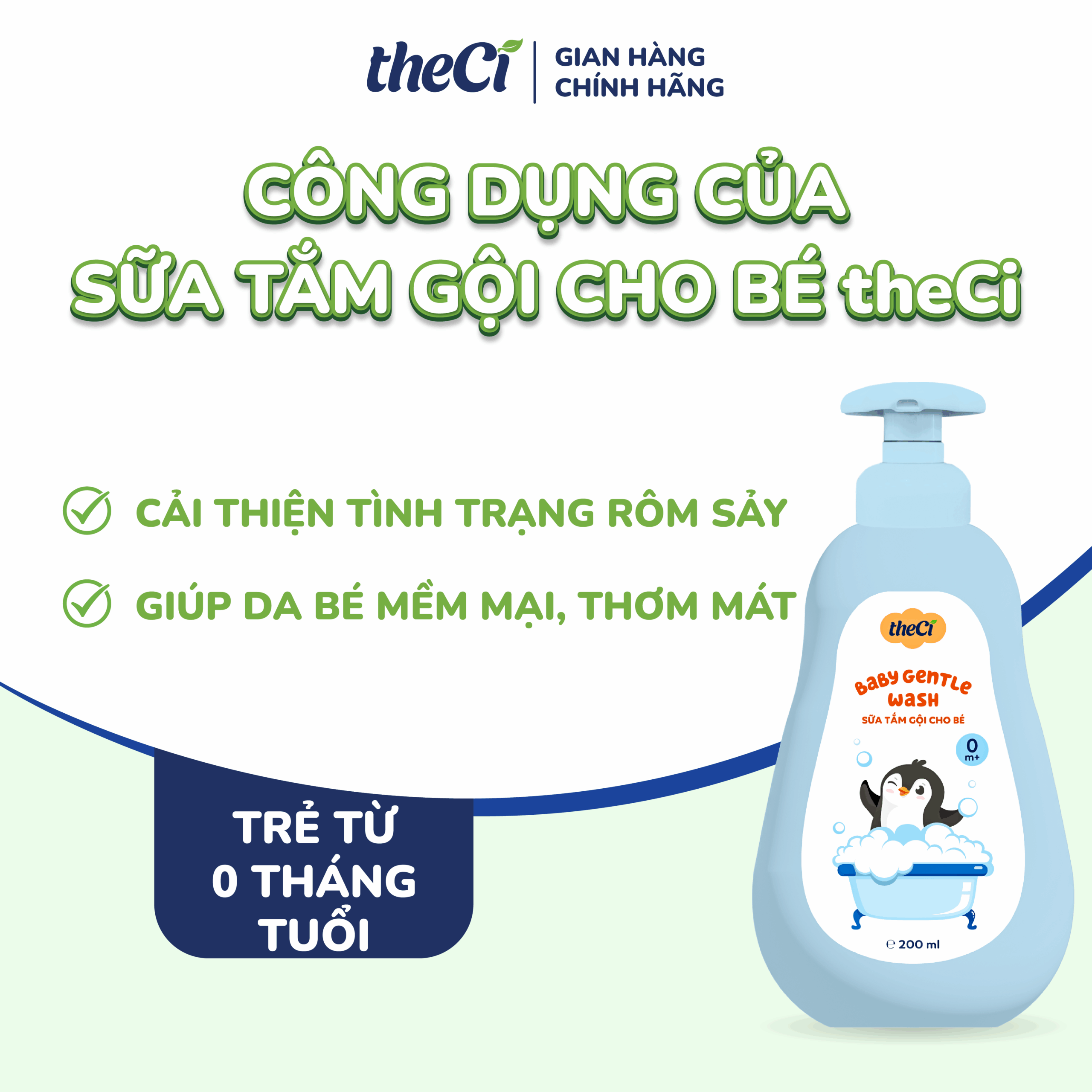 Sữa tắm gội 2 trong 1 cho bé theCi 200ml 3 Sữa tắm gội 2 trong 1 cho bé theCi 200ml