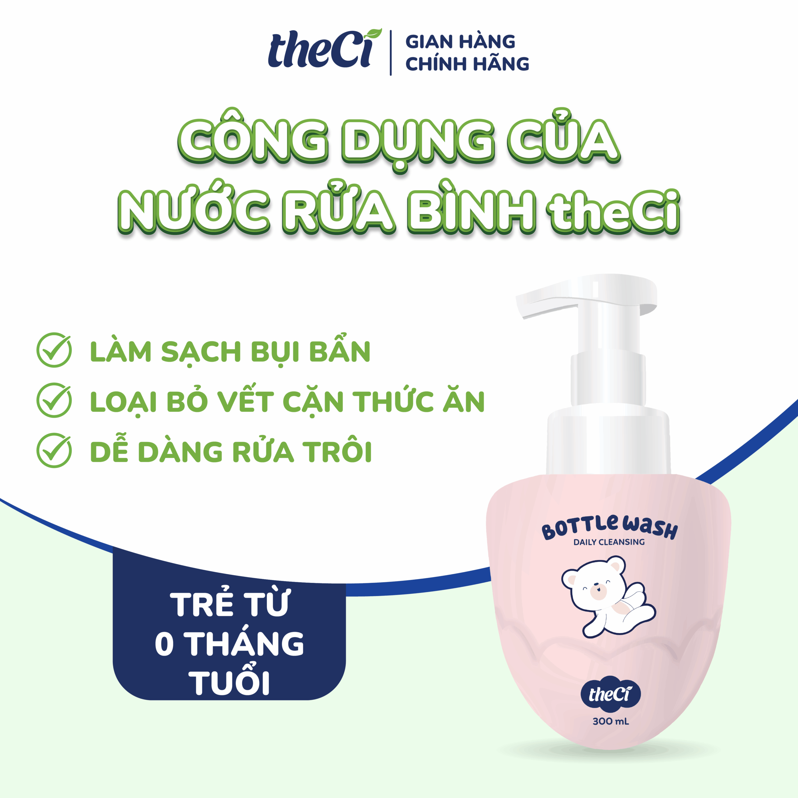 Nước rửa bình cho bé theCi 300ml 4 Nước rửa bình cho bé theCi 300ml