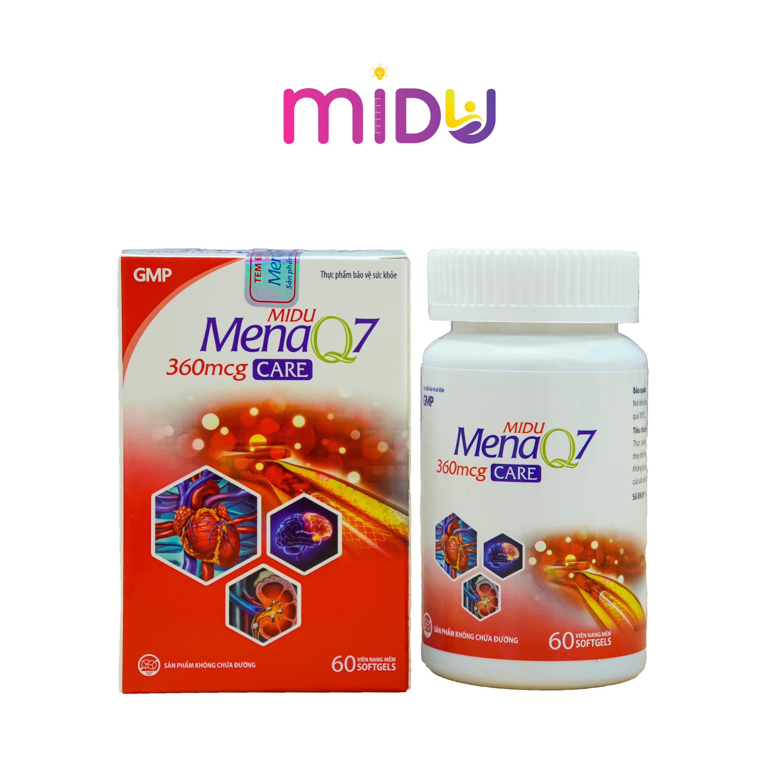 Midu MenaQ7 360mcg care – Hộp (1 lọ x 60 viên)