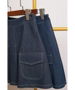 Chân váy jeans xếp ly Aubent 32 Màu Đậm