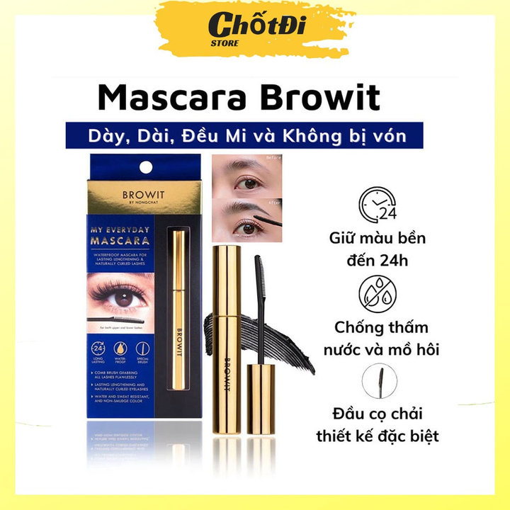 Mascara Nongchat Browit Thái Lan Làm Dài, Dày Và Cong Mi Chuyên Dụng Cho Makeup, Chuốt Mi Chống Thấm Nước – Chốt đi Store