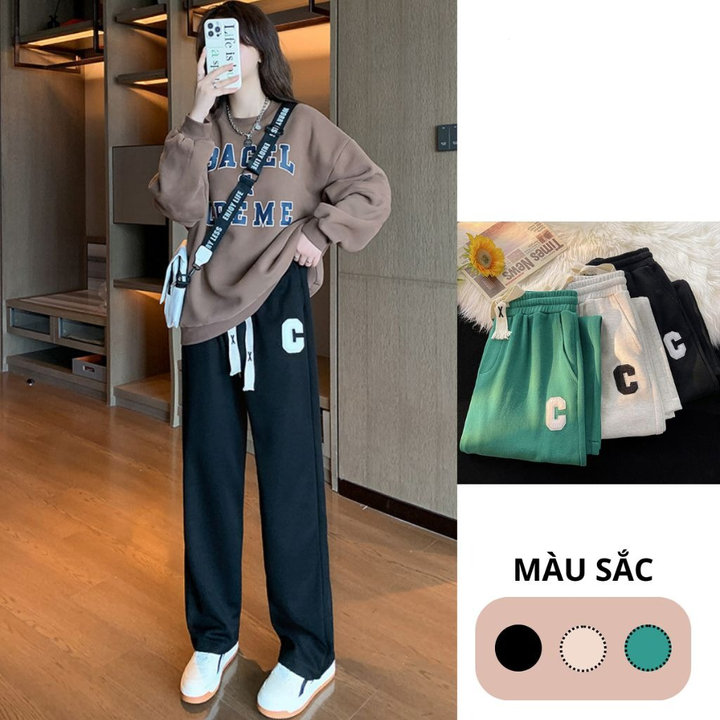 Quần ống Rộng Dây Rút Thêu Chữ C Phong Cách Thể Thao Dành Cho Bạn Nữ – Diepchi Fashion
