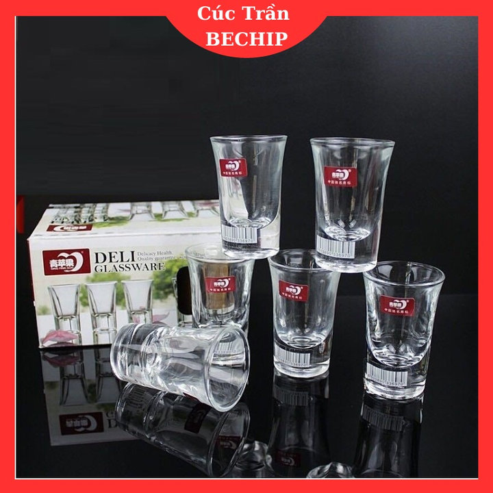 Bộ 6 Cốc Rượu Thủy Tinh Deli 35ml Siêu đẹp Ctb500 – Bechip