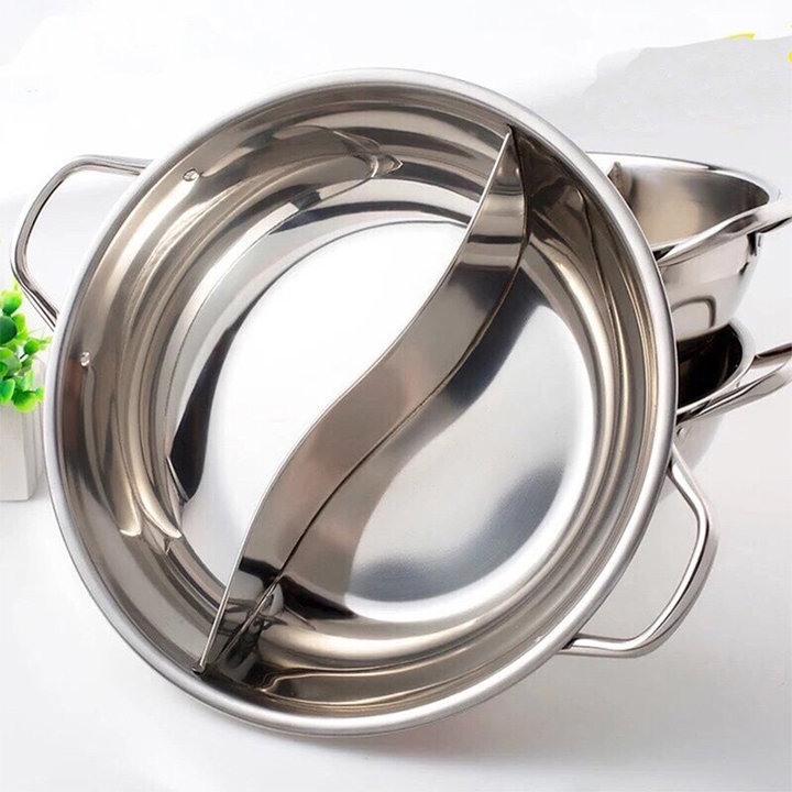 Nồi Lẩu 2 Ngăn Inox 304 Size 30cm – Silver
