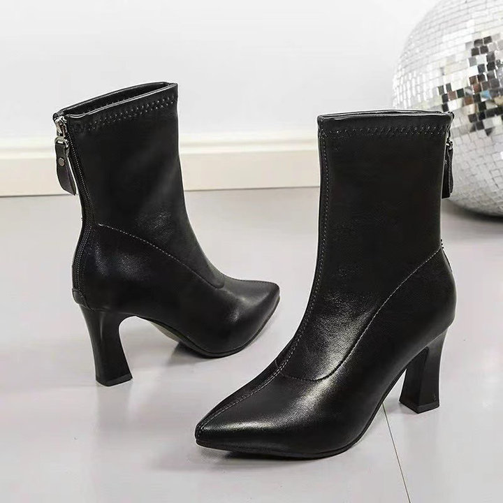 Boot Nữ Da Cao Cấp Khóa Sau, Gót Nhọn, Mũi Nhọn, Cao 7 Phân,siêu Hót- Haanh