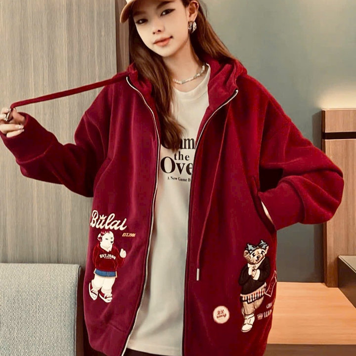áo Khoác Nỉ Dây Kéo Thêu Hình Chú Cún Unisex Nam Nữ Form Rộng Ut66 – Golden Dream