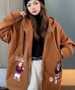 áo Khoác Nỉ Dây Kéo Form Rộng Nam Nữ Thêu Hình Chú Cún Dễ Thương Ut23 – Phương Store