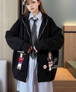 áo Khoác Nỉ Nữ Thêu Hình Chú Gấu 2 Túi đón Noel Có Khóa Kéo – Htm Fashion